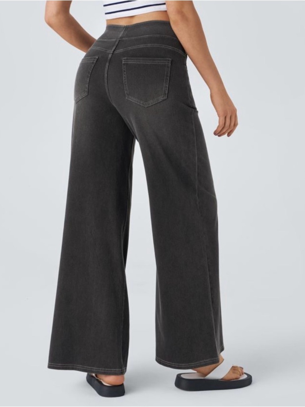 Halara Flex™ High Waisted Pockets Baggy Wide Leg Washed Casual Jeans✨NWOT Sz SP - Picture 3 of 10